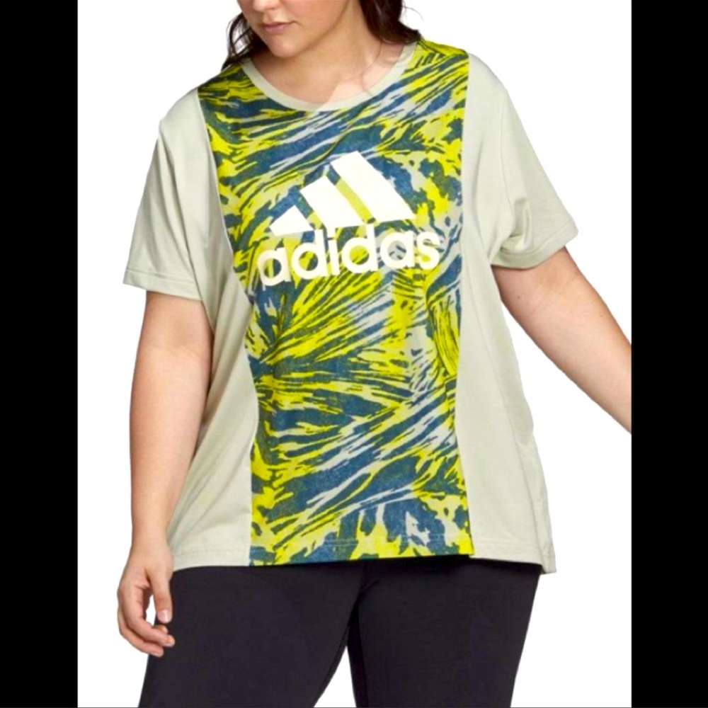 ADIDAS x ZOE SALDANA T-Shirt Top PLUS SIZE 3X Halo Green Tee Athletic Shirt NEW